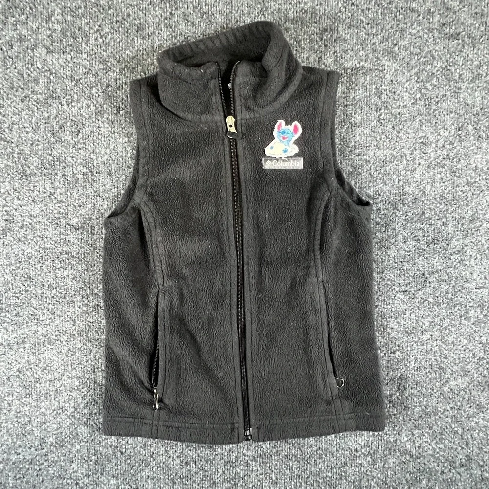 Columbia Sportswear Benton Springs Fleece Vest Girls Small (7/8) Black Mock Neck